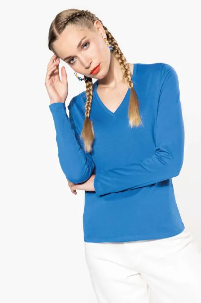  LADIES' LONG-SLEEVED V-NECK T-SHIRT - Kariban Pjesak smeđa