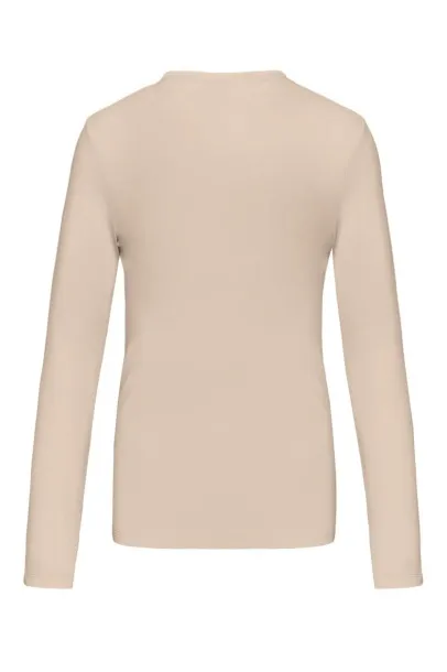  LADIES' LONG-SLEEVED V-NECK T-SHIRT - Kariban Pjesak smeđa