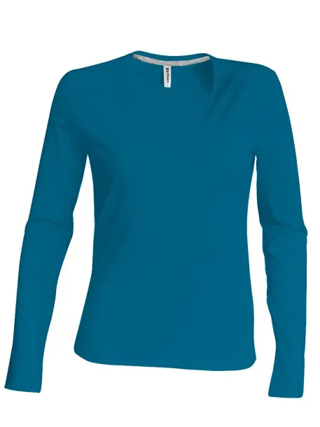  LADIES' LONG-SLEEVED V-NECK T-SHIRT - Kariban Tropical Blue