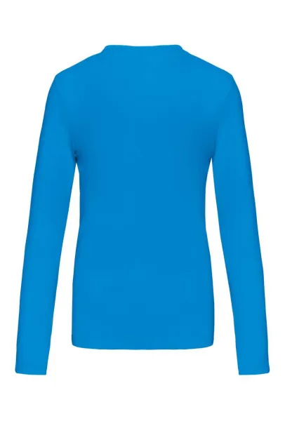  LADIES' LONG-SLEEVED V-NECK T-SHIRT - Kariban Tropical Blue