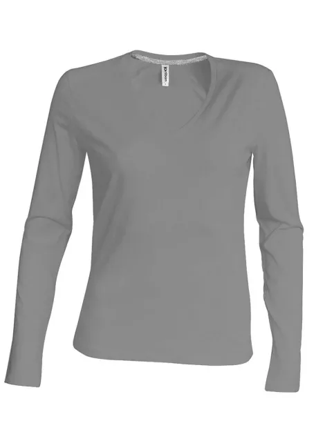  LADIES' LONG-SLEEVED V-NECK T-SHIRT - Kariban Oxford Grey