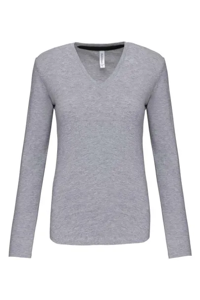  LADIES' LONG-SLEEVED V-NECK T-SHIRT - Kariban Oxford Grey