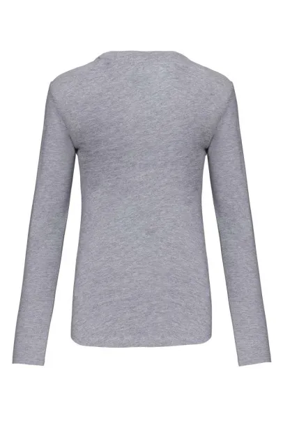  LADIES' LONG-SLEEVED V-NECK T-SHIRT - Kariban Oxford Grey