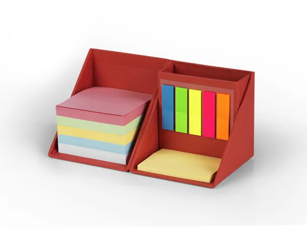 BLOCK carton pen stand with sticky notes Red