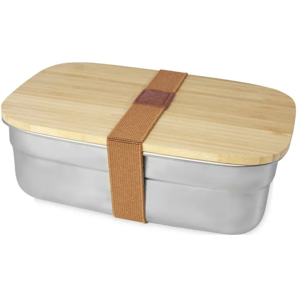 Tite stainless steel lunch box with bamboo lid - Seasons Natural Silver