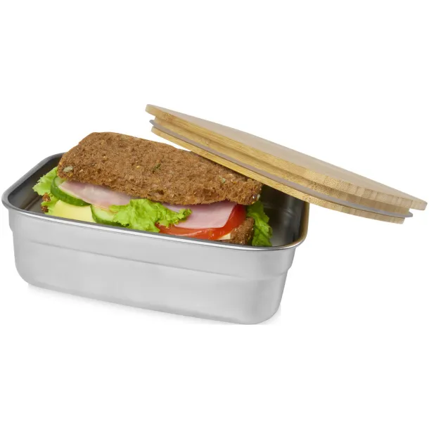 Tite stainless steel lunch box with bamboo lid - Seasons Natural Silver