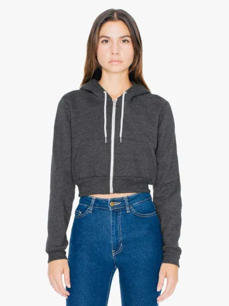  WOMEN'S FLEX FLEECE CROPPED ZIP HOODED SWEATSHIRT - American Apparel Storm Grey