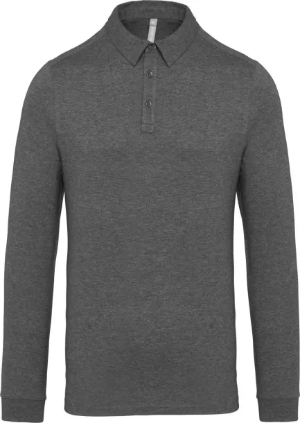  MEN'S LONG SLEEVED JERSEY POLO SHIRT - Kariban Grey Heather