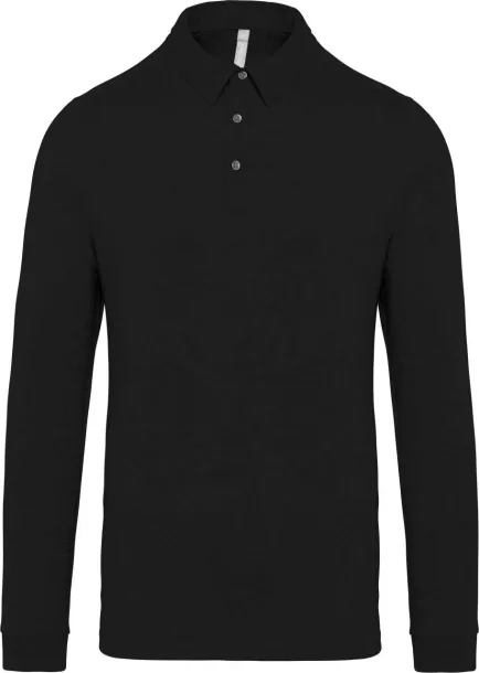  Muška polo majica dugih rukava, 180 g/m2 - Kariban Crna