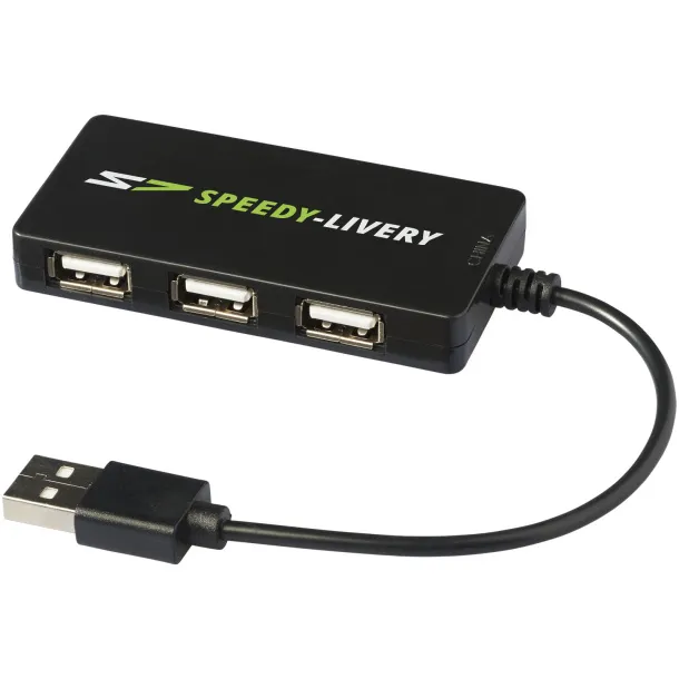 Brick 4-port USB hub - Bullet Solid black