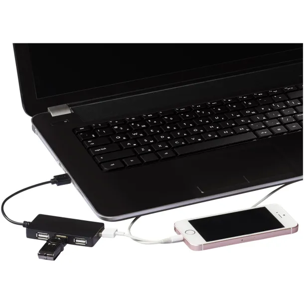 Brick 4-port USB hub - Bullet Solid black