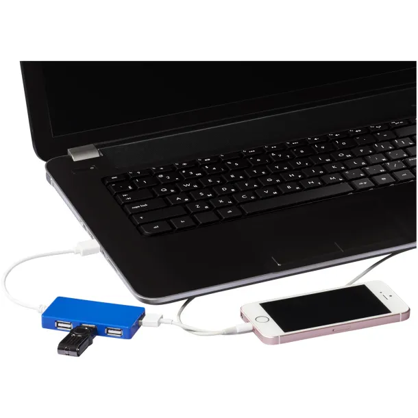 Brick 4-port USB hub - Bullet Royal blue
