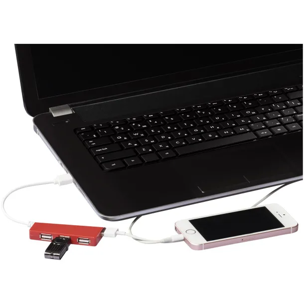 Brick 4-port USB hub - Bullet Red