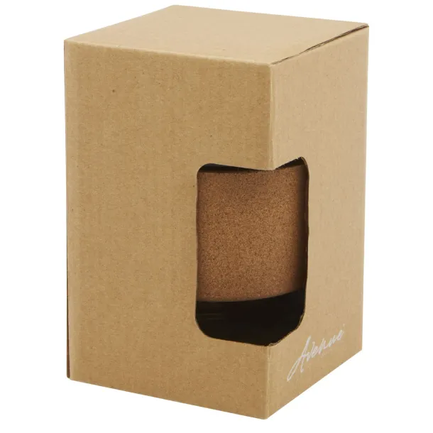 Lidan 360 ml borosilicate glass tumbler with cork grip and silicone lid Crna