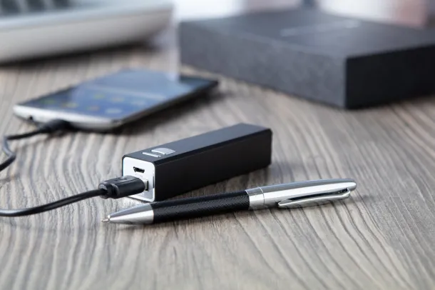 Drospen pen and USB power bank set - Antonio Miro Black Silver