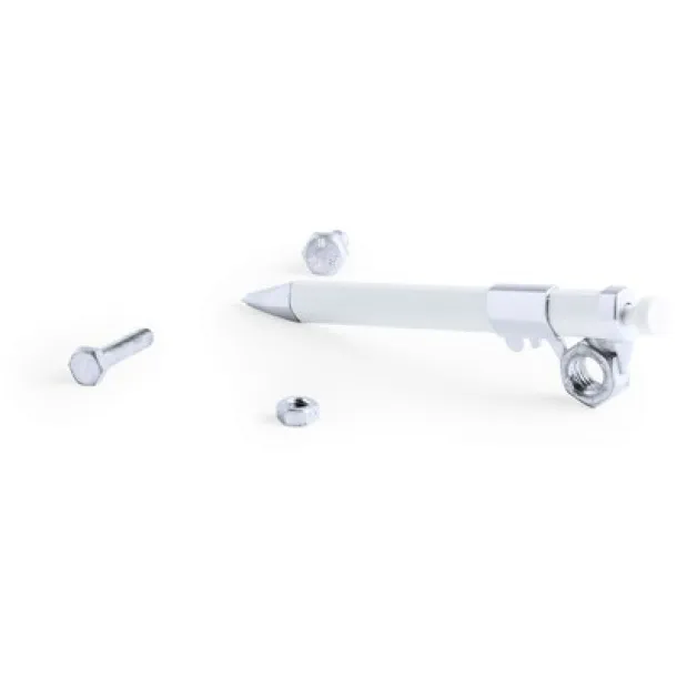  Kemijska olovka s ravnalom i mjernim alatom Bijela