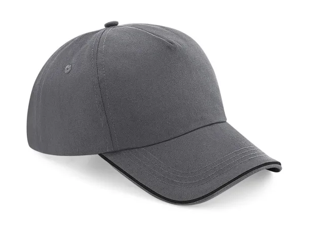  Authentic 5 Panel Cap - Piped Peak - Beechfield Graphite Grey Black