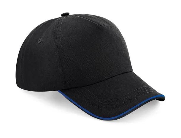  Authentic 5 Panel Cap - Piped Peak - Beechfield Black Bright Royal