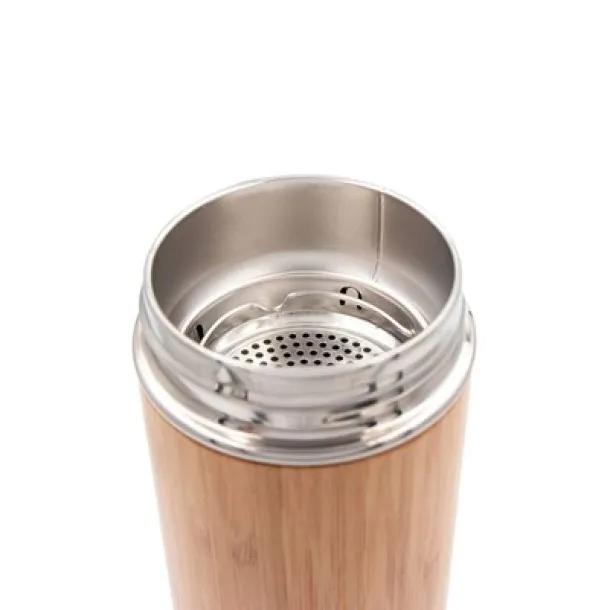  Bamboo vacuum flask 500 ml with sieve stopping dregs and digital beverage temperature display wood