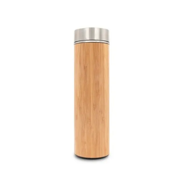  Bamboo vacuum flask 500 ml with sieve stopping dregs and digital beverage temperature display wood