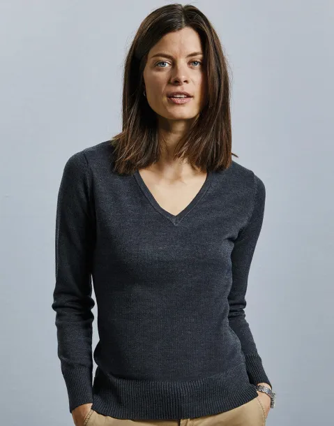  Ladies V-Neck Knitted Pullover - Russell Collection