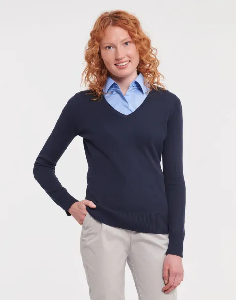  Ladies V-Neck Knitted Pullover - Russell Collection