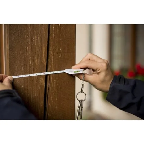  Keyring, measuring tape 1m and spirit level Bijela