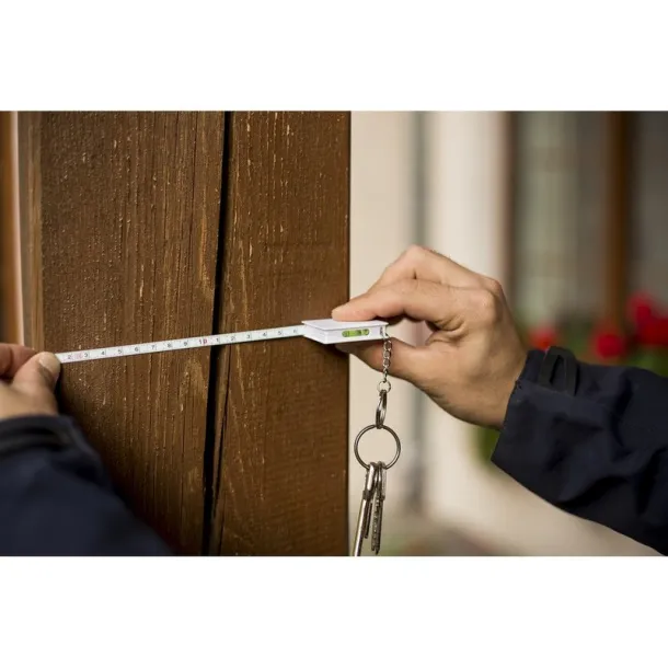  Keyring, measuring tape 1m and spirit level Bijela