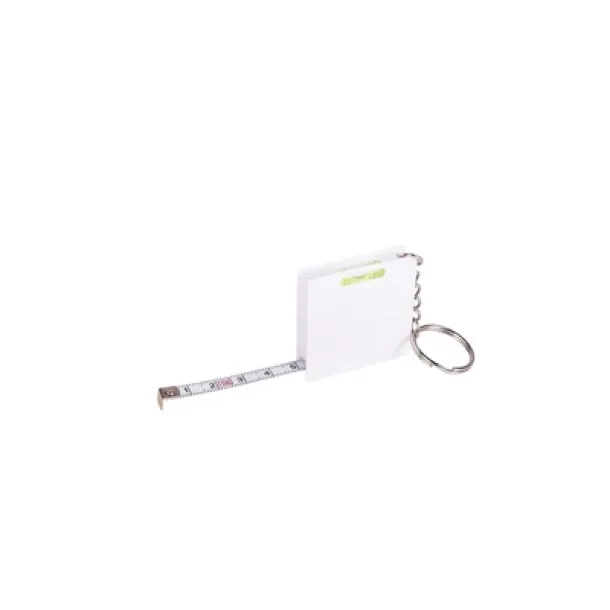  Keyring, measuring tape 1m and spirit level white