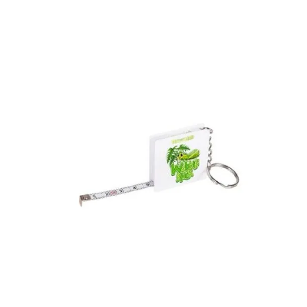  Keyring, measuring tape 1m and spirit level white