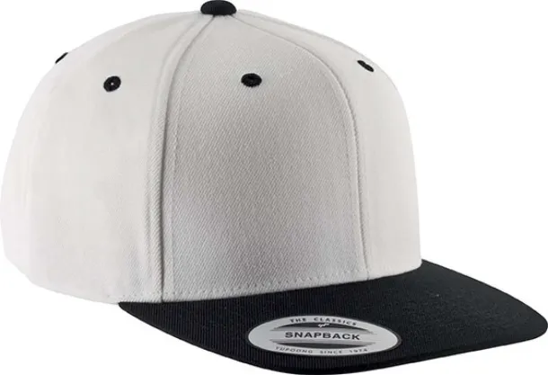  FLAT PEAK CAP - 6 PANELS - K-UP White Black