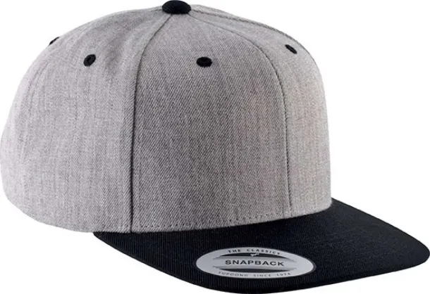  FLAT PEAK CAP - 6 PANELS - K-UP Heather Grey Black