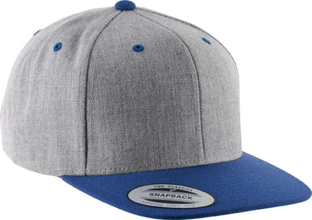  FLAT PEAK CAP - 6 PANELS - K-UP Heather Grey Royal blue