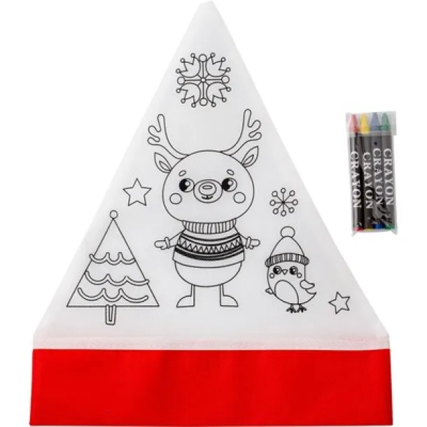  Colouring set, Christmas hat, crayons white red