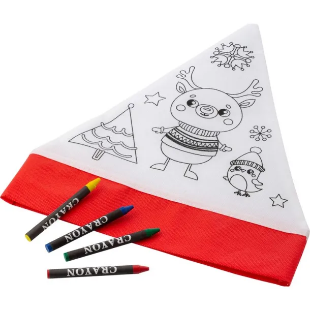  Colouring set, Christmas hat, crayons white red