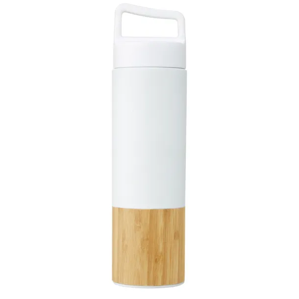 Torne 540 ml copper vacuum insulated stainless steel bottle with bamboo outer wall - Unbranded White