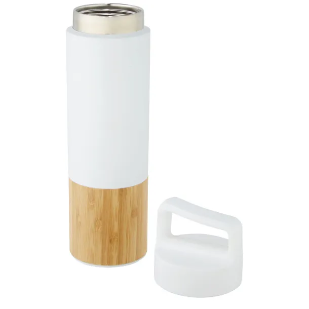 Torne 540 ml copper vacuum insulated stainless steel bottle with bamboo outer wall - Unbranded White