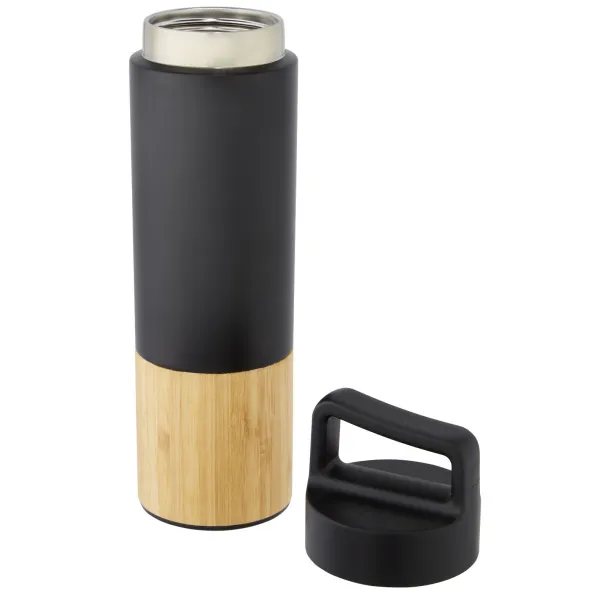 Torne 540 ml copper vacuum insulated stainless steel bottle with bamboo outer wall Solid black