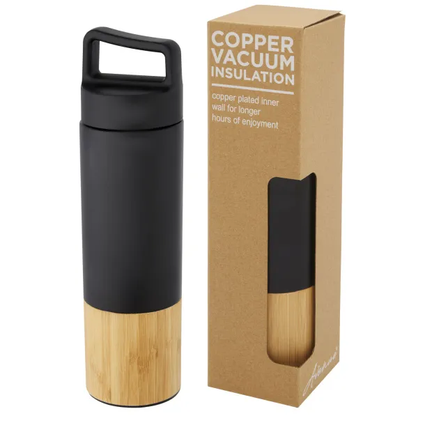 Torne 540 ml copper vacuum insulated stainless steel bottle with bamboo outer wall Solid black