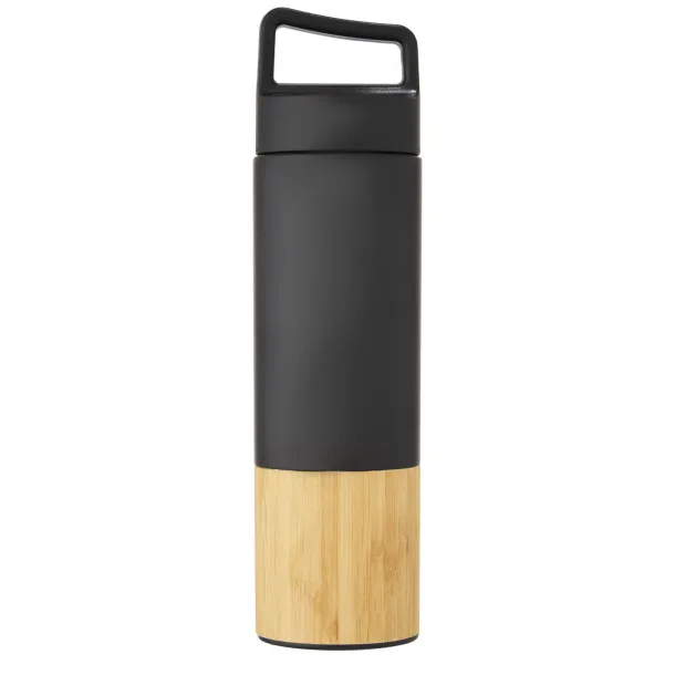 Torne 540 ml copper vacuum insulated stainless steel bottle with bamboo outer wall Solid black