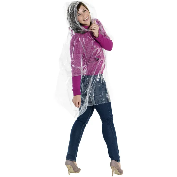 Xina rain poncho in storage football with keychain - Bullet Solid black White