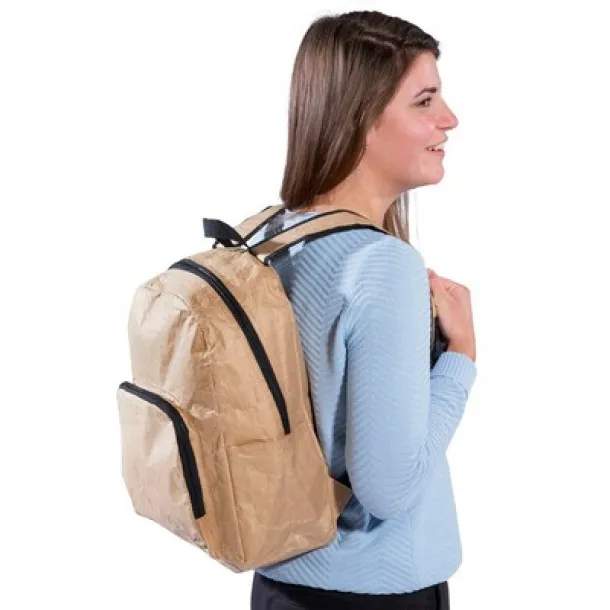  Laminated paper backpack cooler bag brown