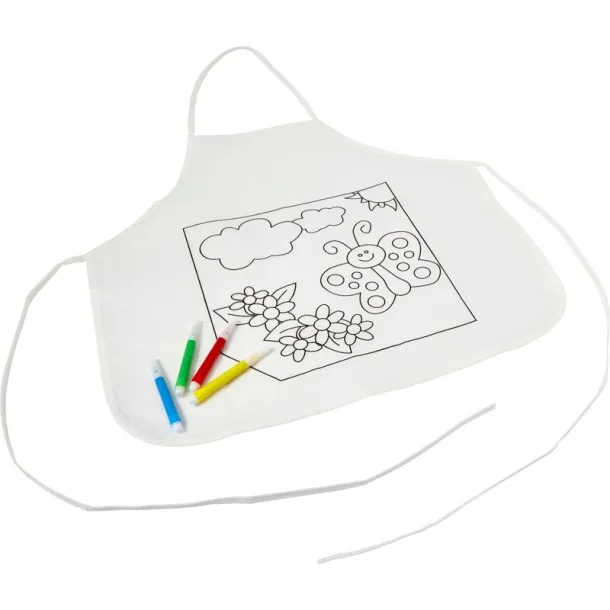  Kitchen apron for colouring, felt tip pens white