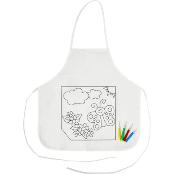  Kitchen apron for colouring, felt tip pens white