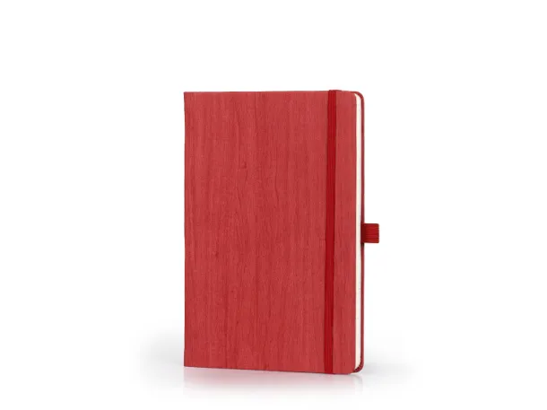 WOODY Notes s elastičnom trakom i držačem olovke, A5 Crvena