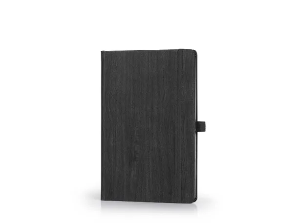 WOODY Notes s elastičnom trakom i držačem olovke, A5 Crna
