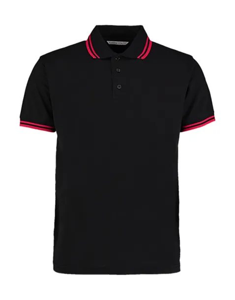  Classic Fit Tipped Collar Polo - Kustom Kit Black Crvena