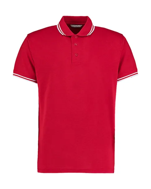  Classic Fit Tipped Collar Polo - Kustom Kit Crvena Bijela