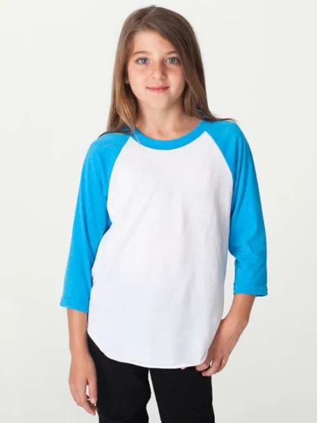  Raglan majica 3/4rukava za mlade - American Apparel Bijela Neon Heather Blue