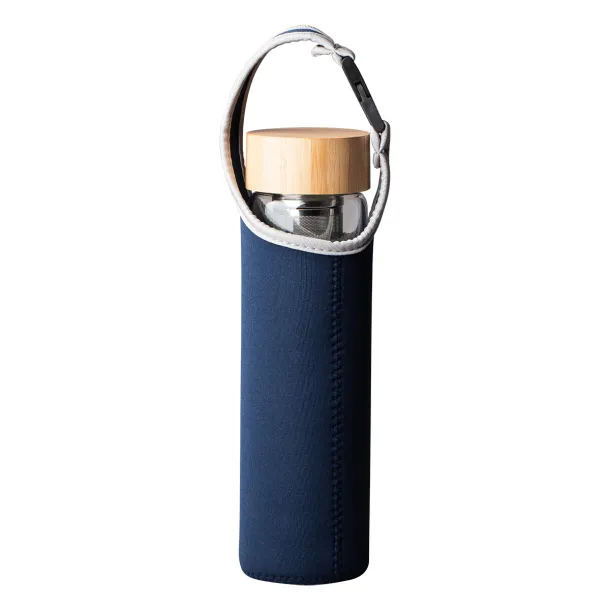 GOURMET 600 ml glass bottle with tea infuser, 600 ml Dark Blue